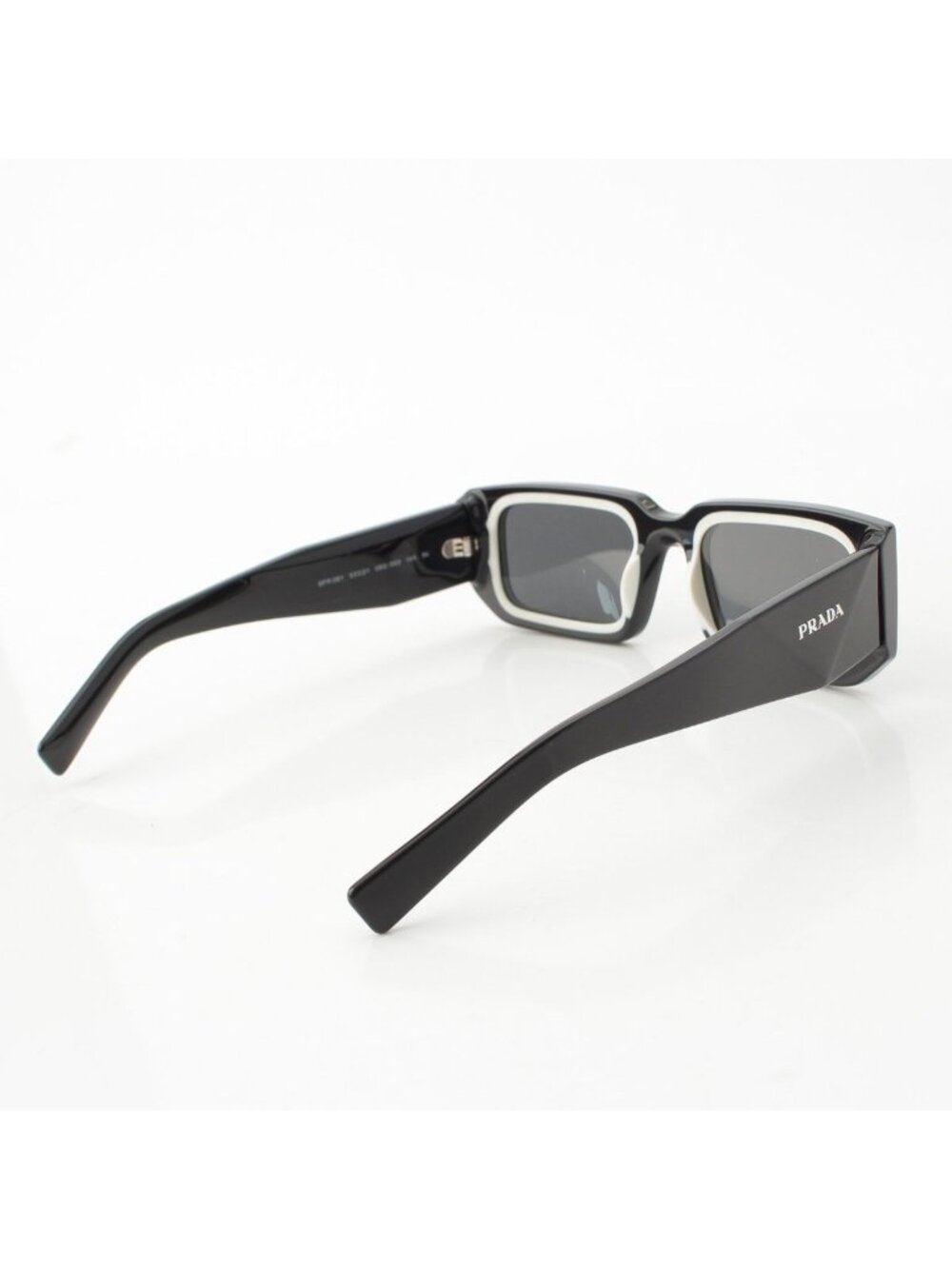 Prada Logo Square Sunglasses Eyewear Black White - Picture 4 of 10